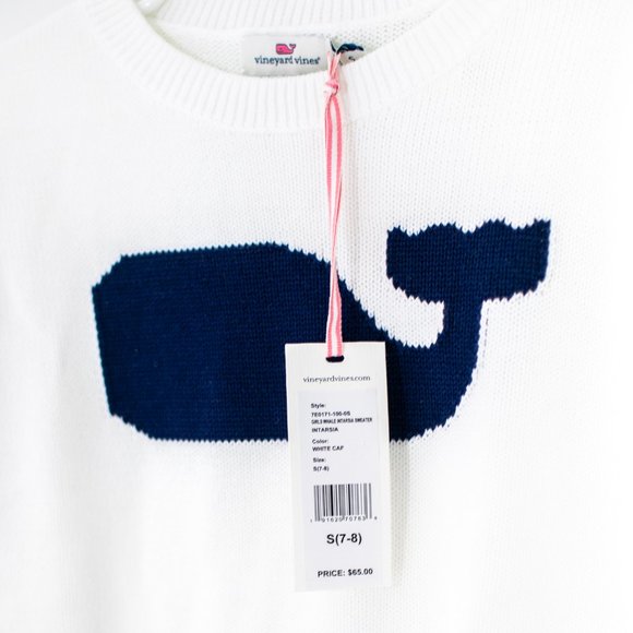 NWT Vineyard Vines Girls Whale Sweater White 7-8 - Picture 4 of 7